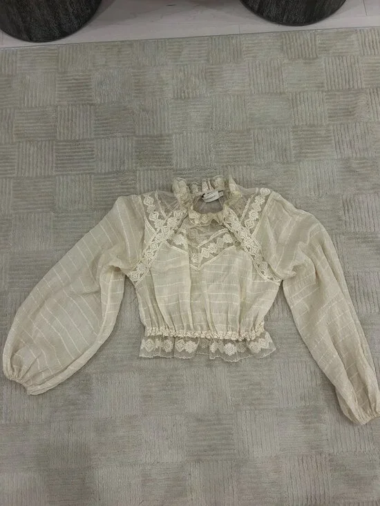 Zimmermann Sabotage sheer white lace blouse Victorian size 0/XS - Picture 2 of 2